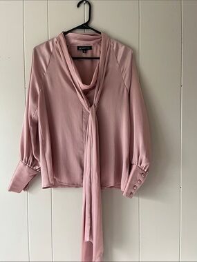 H&M Dusty Pink Tie-Neck Blouse